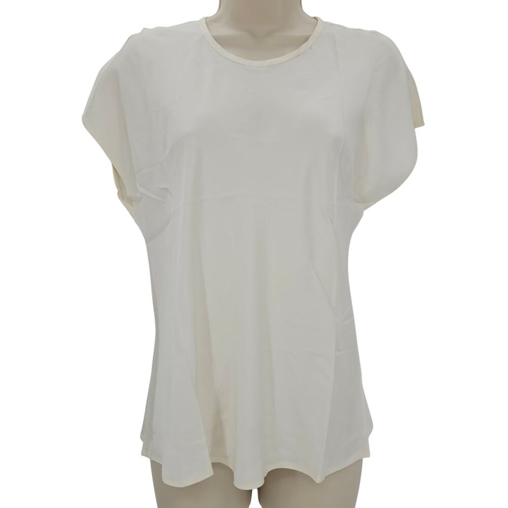 J. Crew Womans size S Drapey Crewneck Satin T-Shirt Top Blouse White CD050 NEW